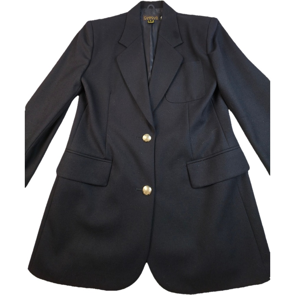 Classiques Entier Wool Blazer Women S Navy Gold Button Excellent condition